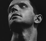 man, portrait of a man, studio, profile, black and white, large face, adult, view